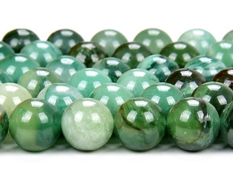 Natural Green Mica Muscovite in Fuchsite Gemstone Round 6MM Loose Beads (D505)