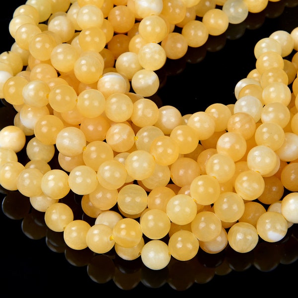 4mm Natural Rare Honey Calcite Gemstone Grade A Yellow Orange Smooth Round Loose Beads 15 inch Full Strand (80007030-A235)