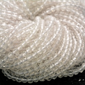 3MM Rock Crystal Clear Quartz Gemstone Micro Faceted Round Grade Aaa Beads 15.5inch WHOLESALE (80010170-A194)