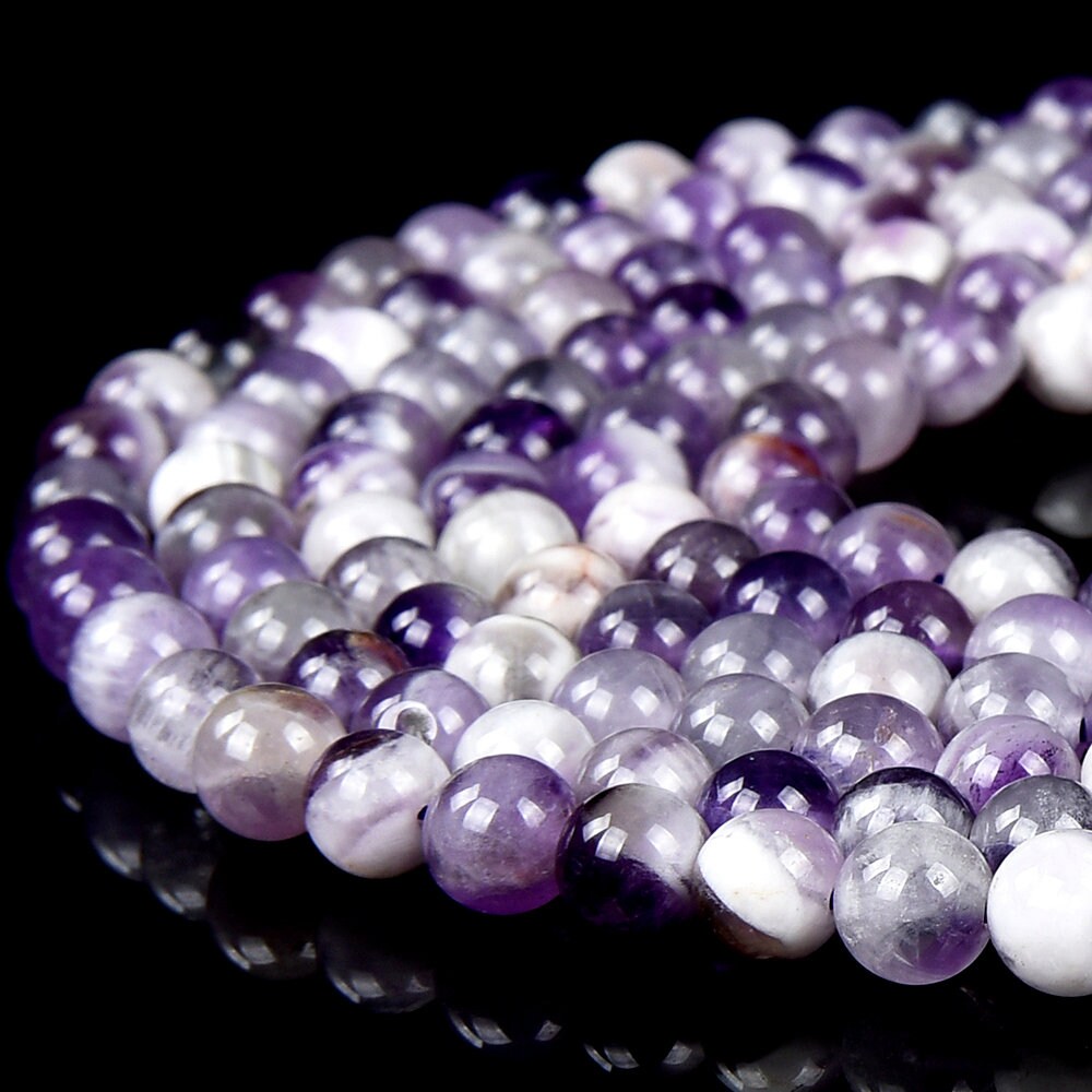 Chevron Amethyst Gemstone Round 4MM 5MM 6MM Loose Beads (D504)