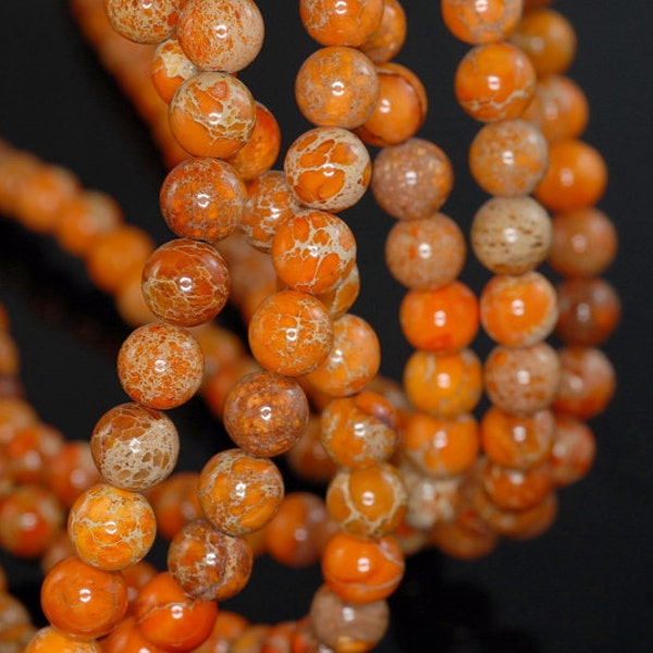 6mm Sea Sediment Imperial Jasper Gemstone Grade AA Orange Round Loose Beads 15.5 inch Full Strand (90184467-400)