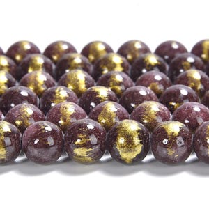 Purple Gold Mashan Jade Gemstone Round 4MM 6MM Loose Beads (D572)