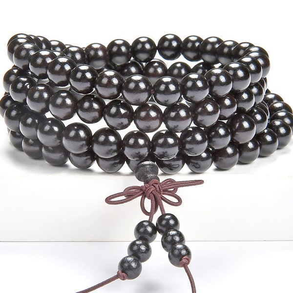 6mm 108PCS Indonesia Ebony Blackwood Prayer Buddha Mala Meditation Beads Round Loose Beads  BULK LOT (90182441-391)