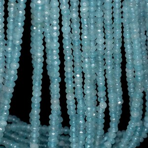 4x3mm Blue Jade Gemstone Aqua Blue Faceted Rondelle 4x3mm Loose Beads 15 inch Full Strand (90182863-783)