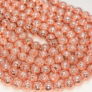 6mm Rose Gold überzogene Lava Edelstein-Grade AAA Runde lose Perlen 15.5 Zoll voller Strang (80005696-476)