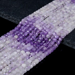 Natural Lavender Amethyst Gemstone Grade AAA Micro Faceted Square Cube 4MM  5MM Loose Beads (P68)