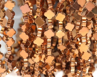 6x6mm Hematite Gemstone Grade AA Gold Leaf Clover Loose Beads 16 inch Full Strand (90185976-890)
