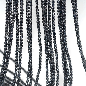 2mm Noir Black Onyx Gemstone Black Faceted Round Loose Beads 15.5 inch Full Strand (90183443-107)