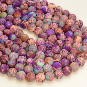 6mm Galaxy Sea Sediment Imperial Jasper Gemstone Matte Purple Pink Round Beads 15 inch Full Strand (80007602-A270)
