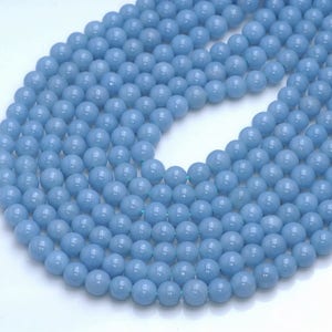 6mm 100% Genuine Angelite Gemstone Grade AAA High Quality Deep Blue Smooth Round Loose Beads 15.5 inch Full Strand (80005114-458)