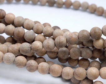 8mm Natural Aromatic Wood Beads Indian Sandalwood Prayer Buddha Mala Meditation Beads Round Loose Beads 16.5" Full Strand (80001768-394)