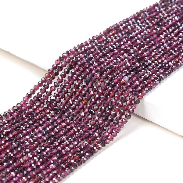 Natural Purple Red Garnet Gemstone Grade AA Micro Faceted Round 1MM 2MM Loose Beads 15 inch Full Strand (P49)