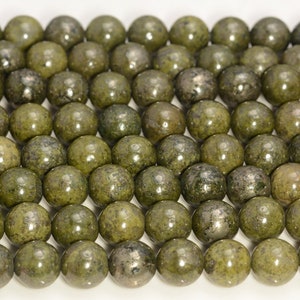 6mm Genuine Natural Epidote Pyrite Inclusion Gemstone Green Round Loose Beads 15 inch Full Strand (80006977-A233)