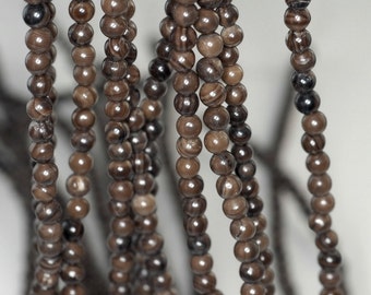 4mm Zebra Jasper Gemstone Brown Round Loose Beads 15.5 inch Full Strand (90185475-859)