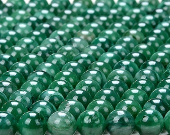 6MM Natural Green Mica Muscovite in Fuchsite Emerald Green Gemstone Grade AAA Round Loose Beads (D259)