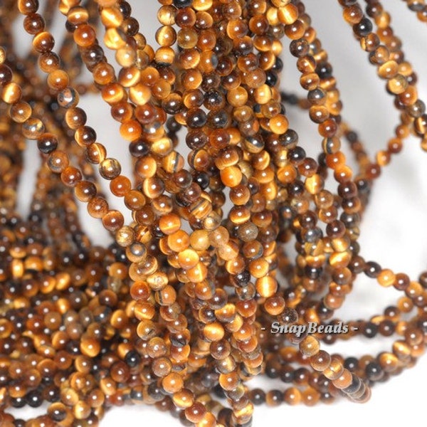 3mm Cognac Tiger Eye Gemstone Round 3mm Loose Beads 16 inch Full Strand (90114024-107 - 3mm A)