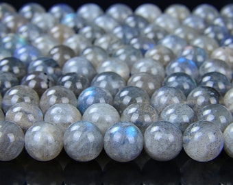 Labradorite Gemstone Blue Flash Grade AA 4mm 5mm 6mm 7mm 8mm 9mm 10mm 11mm 12mm Round Loose Beads Full Strand (A289)