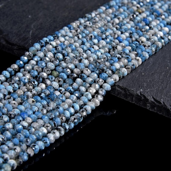 Granite Gemstone K2 Blue Faceted Rondelle 4X3MM Beads inch Full Strand  (80019519-P108)