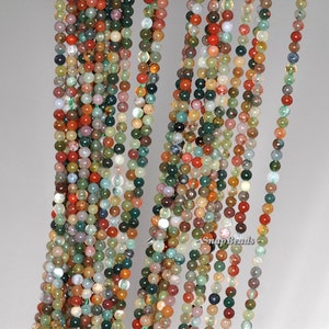 2mm Sanctuary Indian Agate Gemstone Rainbow Round 2mm Loose Beads 16 inch Full Strand 90147928-107-2mm F zdjęcie 2