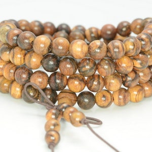 8mm 108PCS Yellow Qinan Sandalwood Prayer Buddha Mala Meditation Beads Round Loose Beads BULK LOT (80001283-393)