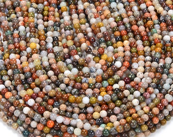 Natural Ocean Jasper Gemstone Round 3MM 4MM 5MM Loose Beads 15 inch Full Strand (D292)