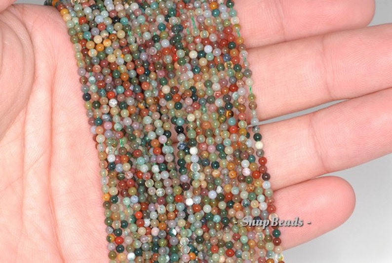 2mm Sanctuary Indian Agate Gemstone Rainbow Round 2mm Loose Beads 16 inch Full Strand 90147928-107-2mm F zdjęcie 3