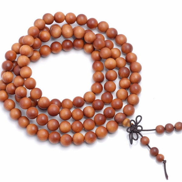 108PCS 6mm Fragrant Australia Sandalwood Grade A Prayer Buddha Mala Meditation Beads Round Loose Beads (90183362-781)