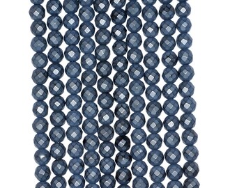 4mm Frosted Matte Noir Black Onyx Gemstone Black Faceted Round Loose Beads 15.5 inch Full Strand (90182749-115)