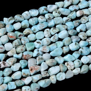 8-15MM Natural Larimar Gemstone Pebble Nugget Loose Beads (D186)