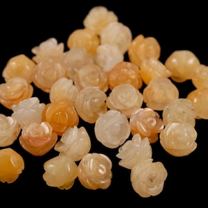 8MM Yellow Jade Gemstone Carved Rose Flower Beads BULK LOT 5,10,20,30,50 (90187283-002)