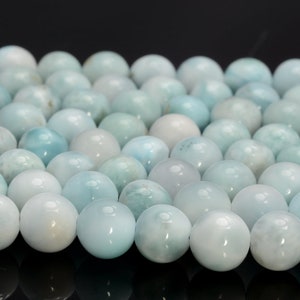 6MM Dominican Larimar Gemstone Grade AA White Blue Round Loose Beads 7 inch Half Strand (80000920-909)