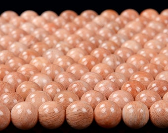 5 MM 6 MM Naturlig Orange Fältspat Solsten Ädelsten Grad AA Runda Lösa Pärlor (D307)