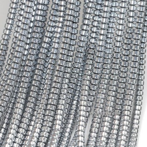 6x4mm Silver Hematite Gemstone Silver Rondelle Heishi 6x4mm Loose Beads 16 inch Full Strand (90188989-149a)