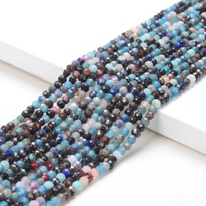 3MM Mix Stones Gemstone Natural Multi Color Micro Faceted Round Beads 15 inch Full Strand (80016316-P56)