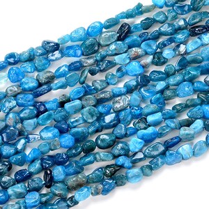 6-8MM Natural Apatite Gemstone Pebble Nugget Loose Beads (D185)