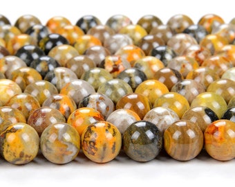 6mm Natural Bumblebee Jasper Gemstone Mustard Yellow Grade AAA Round 7.5" Half Strands Loose Beads (80008575 H-A291)