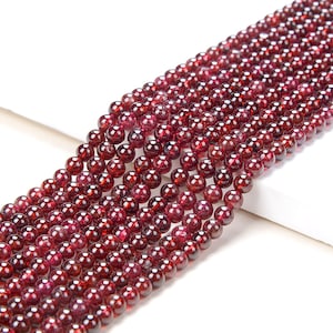 Natural Deep Red Garnet Gemstone Grade AAA Round 3MM 4MM  Loose Beads 15 inch Full Strand (P60)