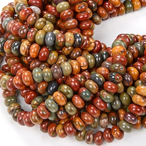 6x4mm Picasso Jasper Gemstone Grade AA Rondelle 6x4mm Loose Beads 16 inch Full Strand (90188793-80)