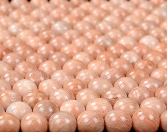 Naturlig persikafältspat solsten ädelsten grad A rund 5 MM 6 MM lösa pärlor (D308)