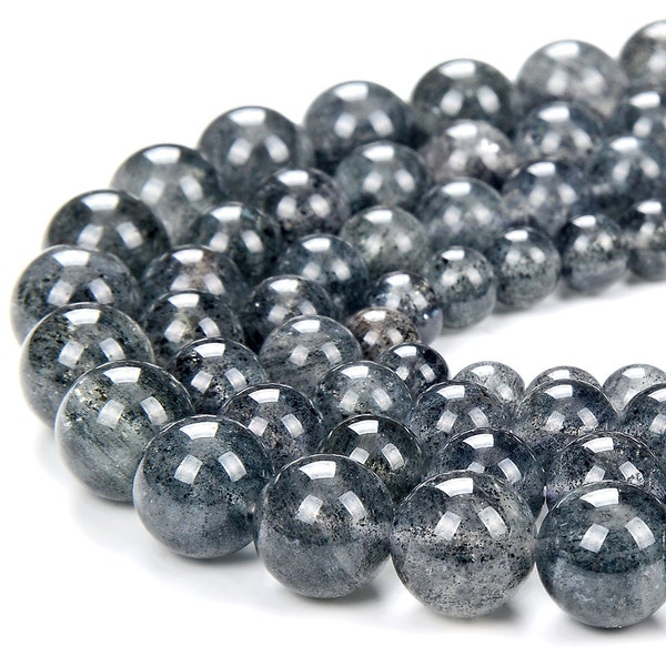 6MM Rare Natural Hematite inclusion Phantom Quartz Gemstone Grade AAA Round Loose Beads (D354)