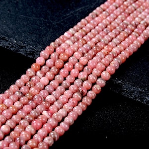 Natural Argentina Rhodochrosite Gemstone Grade AAA Round 4MM 5MM 6MM Loose Beads (D332)
