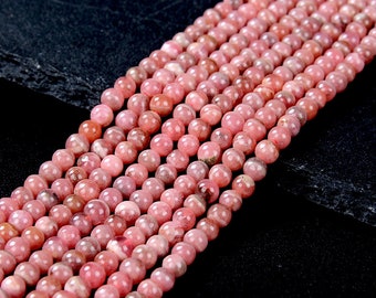 Natural Argentina Rhodochrosite Gemstone Grade AAA Round 4MM 5MM 6MM Loose Beads (D332)