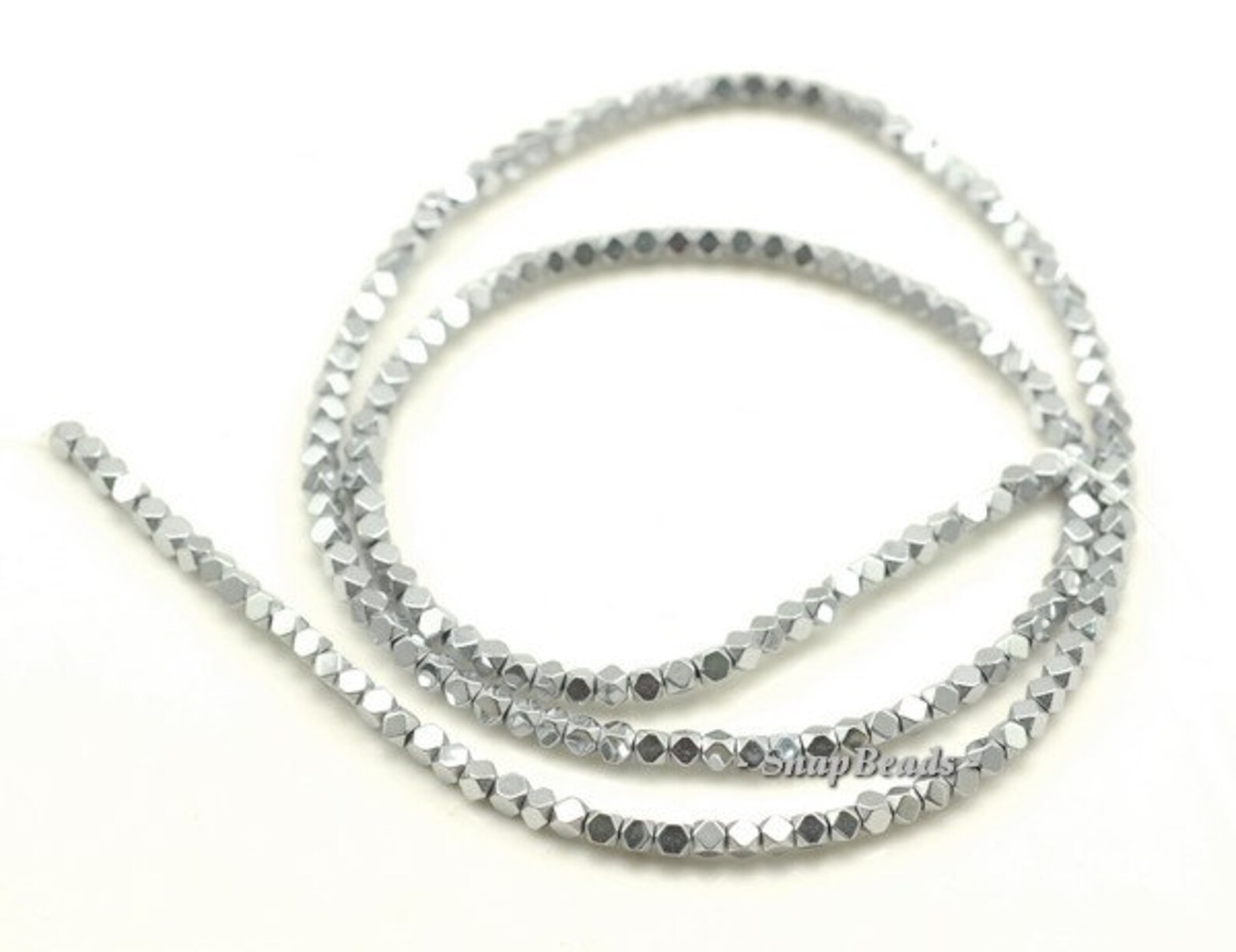 Hope Unwritten Bright Silver Faceted Hematite 2mm