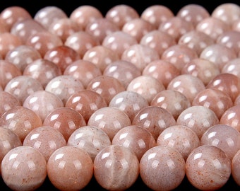 Natural Peach Sunstone Gemstone Grade A Round 4MM 5MM 6MM Loose Beads (D189)