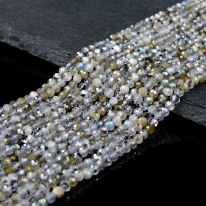 3MM Labradorite Gemstone Natural Grade A Micro Faceted Round Beads 15 inch Full Strand (80017053-P69)