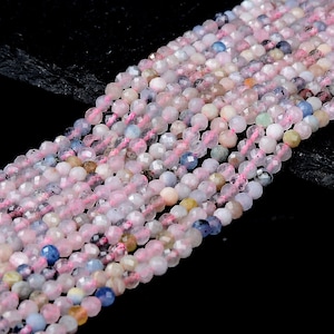 Natural Morganite Gemstone Grade AAA Micro Faceted Round 3MM 4MM Loose Beads 15 inch Full Strand (P94)