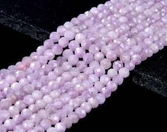 Natural Kunzite Gemstone Grade AAA Micro Faceted Round 4MM 5MM Loose Beads 15 inch Full Strand (P54)