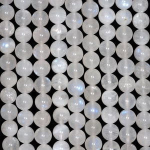 6mm Rainbow Moonstone Gemstone Grade AA White Round 6mm Loose Beads 7.5 inch Half Strand (80001119-439)