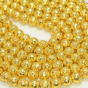 6mm Gold vergoldet Lava Edelstein Grade AAA Runde lose Perlen 15,5-Zoll-Full-Strand (80005704-476)