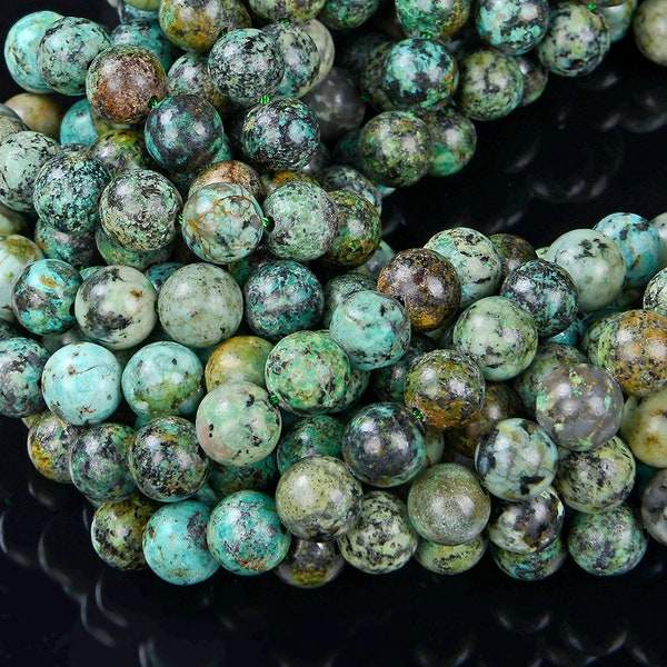 4mm African Turquoise Gemstone Green Brown Round Loose Beads 16 inch Full Strand (90190712-172)